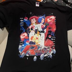 DBRUZE Pokemon Team Rocket Black Shirt Jesse James Meowth Giovanni Sz 2XL